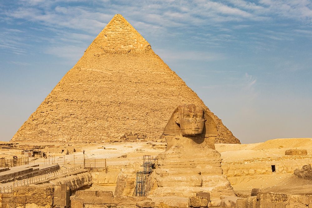 Africa-Egypt-Cairo Giza plateau Great Sphinx of Giza in front of the Pyramid of Khafre art print by Emily Wilson for $57.95 CAD